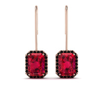 Halo Emerald Cut Ruby Earrings - Izabella No. 41 image 1