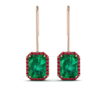 Halo Emerald Cut Emerald Earrings - Izabella No. 50 image 1