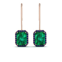 Halo Emerald Cut Emerald Earrings - Izabella No. 65 image 1
