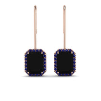 Halo Emerald Cut Black Diamond Earrings - Izabella No. 68 image 1