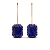 Halo Emerald Cut Sapphire Earrings - Izabella No. 74 image 1