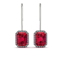 Halo Emerald Cut Ruby Earrings - Izabella No. 12 image 1