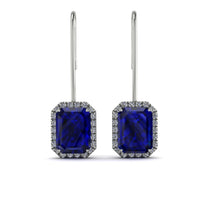 Halo Emerald Cut Sapphire Earrings - Izabella No. 15 image 1