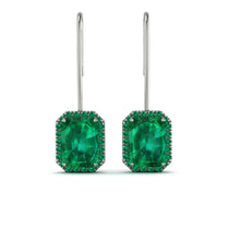 Halo Emerald Cut Emerald Earrings - Izabella No. 21 image 1