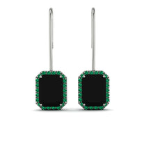 Halo Emerald Cut Black Diamond Earrings - Izabella No. 24 image 1