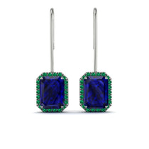 Halo Emerald Cut Sapphire Earrings - Izabella No. 30 image 1