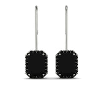 Halo Emerald Cut Black Diamond Earrings - Izabella No. 39 image 1