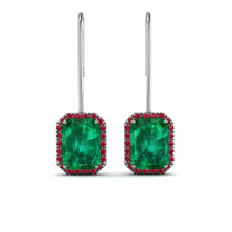 Halo Emerald Cut Emerald Earrings - Izabella No. 51 image 1