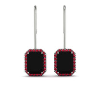 Halo Emerald Cut Black Diamond Earrings - Izabella No. 54 image 1
