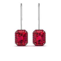Halo Emerald Cut Ruby Earrings - Izabella No. 57 image 1
