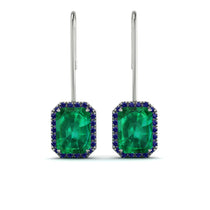 Halo Emerald Cut Emerald Earrings - Izabella No. 66 image 1
