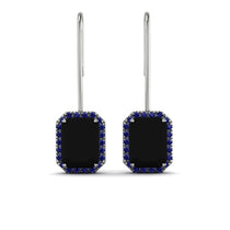 Halo Emerald Cut Black Diamond Earrings - Izabella No. 69 image 1