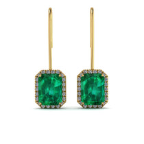 Halo Emerald Cut Emerald Earrings - Izabella No. 4 image 1