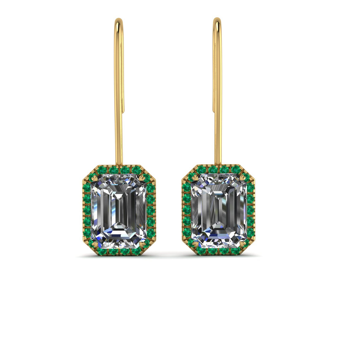 Halo Emerald Cut Diamond Earrings - Izabella No. 16