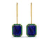 Halo Emerald Cut Sapphire Earrings - Izabella No. 28