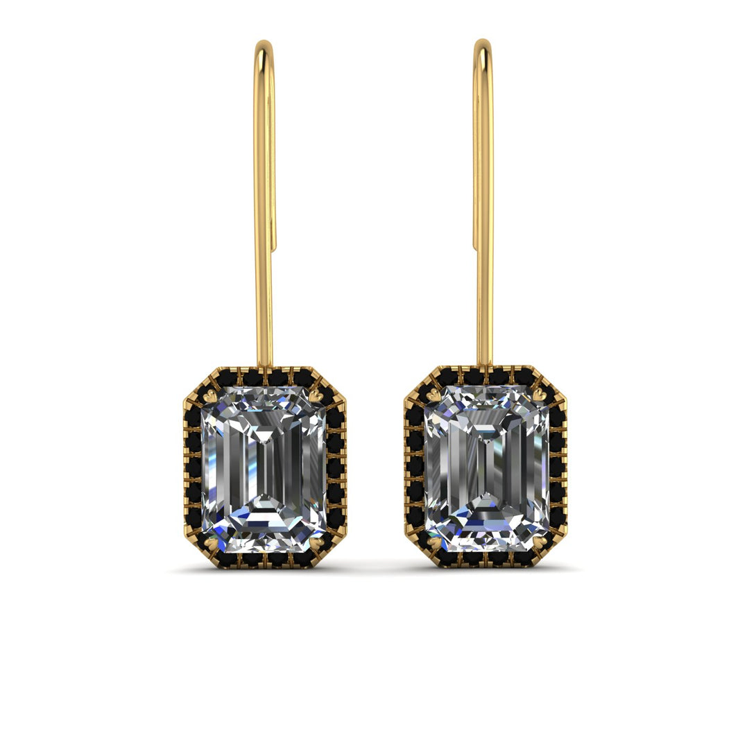 Halo Emerald Cut Diamond Earrings - Izabella No. 31