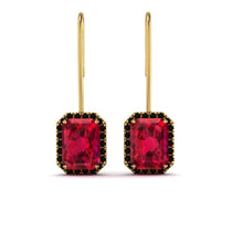 Halo Emerald Cut Ruby Earrings - Izabella No. 40 image 1