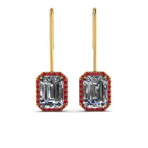 Halo Emerald Cut Diamond Earrings - Izabella No. 46 image 1