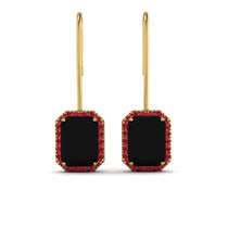 Halo Emerald Cut Black Diamond Earrings - Izabella No. 52 image 1