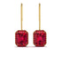 Halo Emerald Cut Ruby Earrings - Izabella No. 55