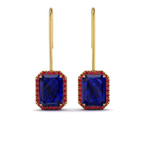 Halo Emerald Cut Sapphire Earrings - Izabella No. 58 image 1