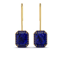 Halo Emerald Cut Sapphire Earrings - Izabella No. 73 image 1