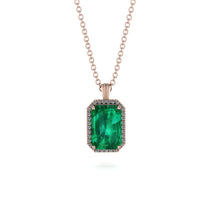 Halo Emerald Cut Emerald Necklace - Izabella No. 5 image 1