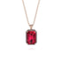 Halo Emerald Cut Ruby Necklace - Izabella No. 11
