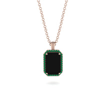 Halo Emerald Cut Black Diamond Necklace - Izabella No. 23 image 1