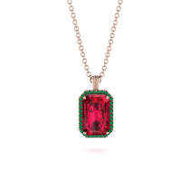 Halo Emerald Cut Ruby Necklace - Izabella No. 26 image 1