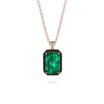 Halo Emerald Cut Emerald Necklace - Izabella No. 35 image 1