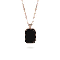 Halo Emerald Cut Black Diamond Necklace - Izabella No. 38 image 1