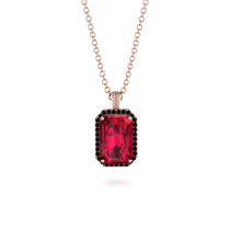 Halo Emerald Cut Ruby Necklace - Izabella No. 41 image 1