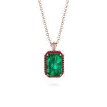 Halo Emerald Cut Emerald Necklace - Izabella No. 50 image 1