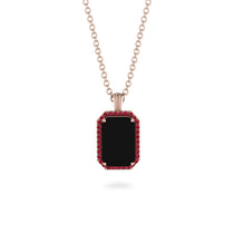 Halo Emerald Cut Black Diamond Necklace - Izabella No. 53 image 1