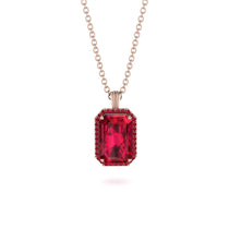 Halo Emerald Cut Ruby Necklace - Izabella No. 56 image 1
