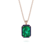 Halo Emerald Cut Emerald Necklace - Izabella No. 65 image 1