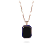 Halo Emerald Cut Black Diamond Necklace - Izabella No. 68 image 1