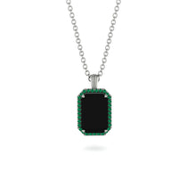 Halo Emerald Cut Black Diamond Necklace - Izabella No. 24 image 1