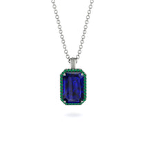 Halo Emerald Cut Sapphire Necklace - Izabella No. 30 image 1