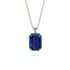 Halo Emerald Cut Sapphire Necklace - Izabella No. 30