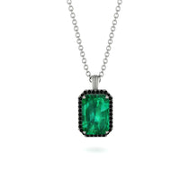 Halo Emerald Cut Emerald Necklace - Izabella No. 36 image 1