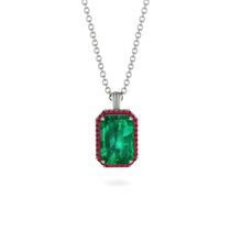 Halo Emerald Cut Emerald Necklace - Izabella No. 51 image 1