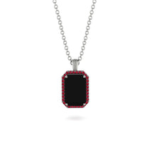 Halo Emerald Cut Black Diamond Necklace - Izabella No. 54 image 1