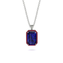 Halo Emerald Cut Sapphire Necklace - Izabella No. 60 image 1