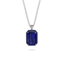 Halo Emerald Cut Sapphire Necklace - Izabella No. 75 image 1