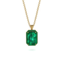 Halo Emerald Cut Emerald Necklace - Izabella No. 19 image 1