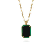 Halo Emerald Cut Black Diamond Necklace - Izabella No. 22 image 1