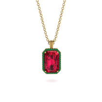 Halo Emerald Cut Ruby Necklace - Izabella No. 25 image 1