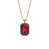 Halo Emerald Cut Ruby Necklace - Izabella No. 25
